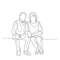 Fototapeta na wymiar isolated sketch guy and girl sitting