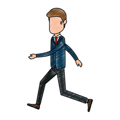 businessman sad running avatar character vector illustration design