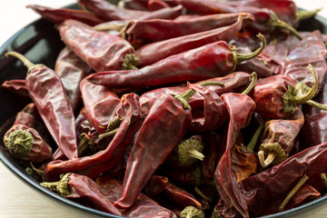 Hot dried red chillies peppers