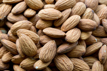 Raw fresh organic almond nuts.
