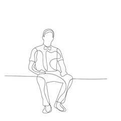 vector, isolated sketch male sitting