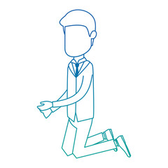 businessman sad knees avatar character vector illustration design