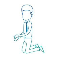 businessman sad knees avatar character vector illustration design