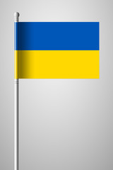 Flag of Ukraine. National Flag on Flagpole. Isolated Illustration on Gray