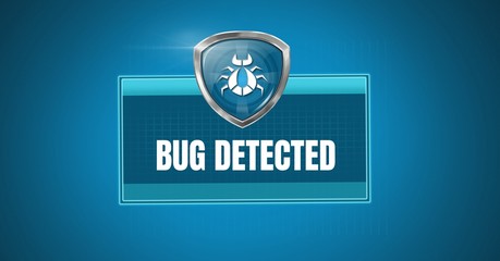 Antivirus bug detected and security protection shield