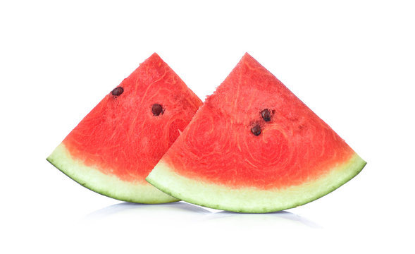 Sliced of watermelon on white background.