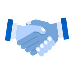 Handshake of business partners. Symbol of reaching an agreement, success and cooperation. Flat vector cartoon illustration. Objects isolated on a white background.