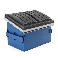 3d blue  recycle dumpster on white background