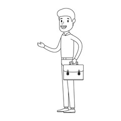 businessman sad with portfolio avatar character vector illustration design