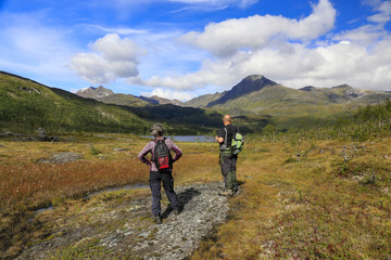 Fototapeta na wymiar Mountain trip to Stordalsvatnet in Troms Northern Norway