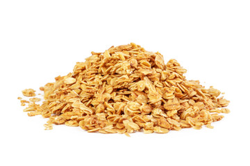 Oat Granola breakfast cereal isolated on white background