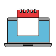 laptop with calendar reminder vector illustration design