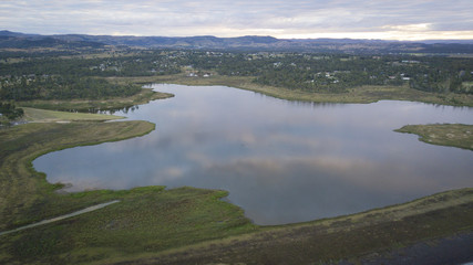 Aerial drone views of Wivenhoe Dam in Queensland, Australia