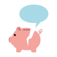 piggy savings broken with speech bubble vector illustration design