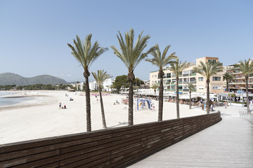 Alcudia, Mallorca, Spain. 2018. Seafront busniesses in this northern Alcudia holiday resort