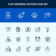 Modern, simple vector icon set with price, couch, buy, eiffel, real, building, communication, interior, sofa, idea, label, people, estate, businessman, meeting, tower, display, typography, gift icons