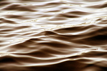 Soft ripples moving along the surface of beautiful bronze colored  waters
