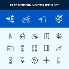 Modern, simple vector icon set with key, musical, suit, standing, cabinet, boy, building, minute, cupboard, display, white, sign, office, home, instrument, interior, property, business, music icons