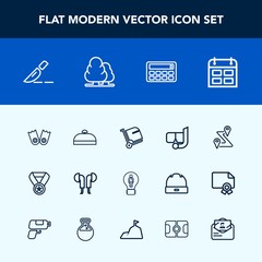 Modern, simple vector icon set with underwater, technology, luggage, surgery, sound, idea, schedule, time, calendar, business, doctor, route, operation, trip, water, navigation, calculator, sea icons