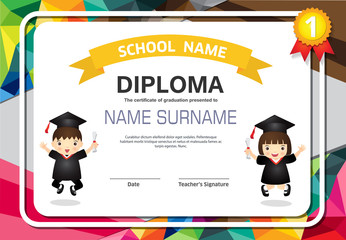 Kids Diploma certificate background design template