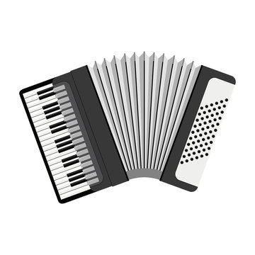Vector illustration of an accordion in cartoon style isolated on white background
