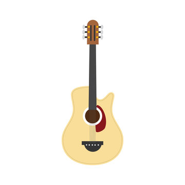 Vector illustration of an Acoustic guitar in cartoon style isolated on white background