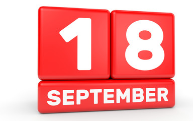September 18. Calendar on white background.