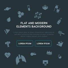health, science, sports fill vector icons and elements background concept on dark background.Multipurpose use on websites, presentations, brochures and more