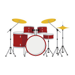 Fototapeta premium Vector illustration of a drum set in cartoon style isolated on white background