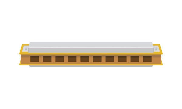 Vector illustration of a harmonica in cartoon style isolated on white background