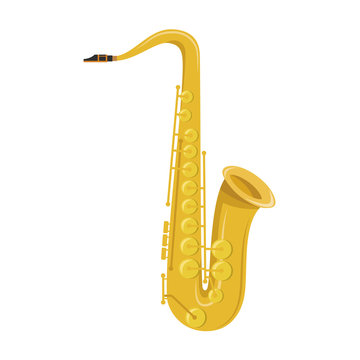 Vector illustration of a saxophone in cartoon style isolated on white background