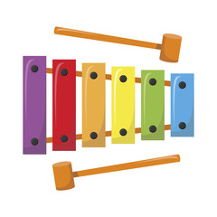 Vector illustration of a xylophone in cartoon style isolated on white background