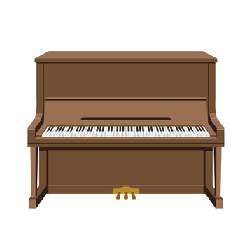 Vector illustration of an upright piano in cartoon style isolated on white background