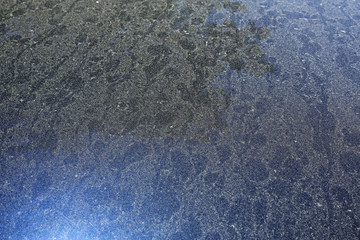 stained blue car paint