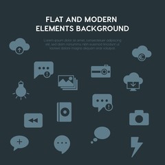 cloud and networking, chat and messenger, video, photos fill vector icons and elements background concept on dark background.Multipurpose use on websites, presentations, brochures and more