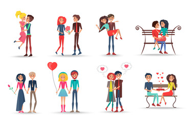 Concept of Couples in Love on White Background