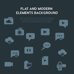 cloud and networking, chat and messenger, video, photos fill vector icons and elements background concept on dark background.Multipurpose use on websites, presentations, brochures and more
