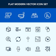 Modern, simple vector icon set with electric, construction, cigarette, fire, video, house, object, circle, reload, search, transportation, real, product, air, cooler, template, shipping, roof icons