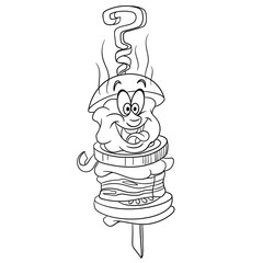 Coloring book. Coloring page. Colouring picture. Barbecue Food.