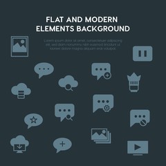 cloud and networking, chat and messenger, video, photos fill vector icons and elements background concept on dark background.Multipurpose use on websites, presentations, brochures and more