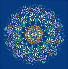 A mandala. Decorative round ornaments. Wicker design elements. Logos for yoga, backgrounds for posters, icons for programs and websites. The unusual shape of the flower. 