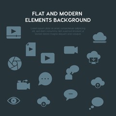 cloud and networking, chat and messenger, video, photos fill vector icons and elements background concept on dark background.Multipurpose use on websites, presentations, brochures and more