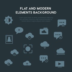 cloud and networking, chat and messenger, video, photos fill vector icons and elements background concept on dark background.Multipurpose use on websites, presentations, brochures and more