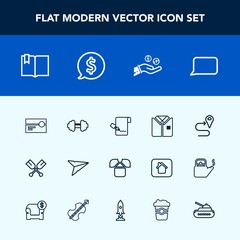 Modern, simple vector icon set with cassette, oar, list, label, paddle, document, navigation, pen, book, white, exercise, map, send, paper, talk, location, fitness, water, tshirt, message, shirt icons
