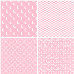 Soft different vector seamless patterns.