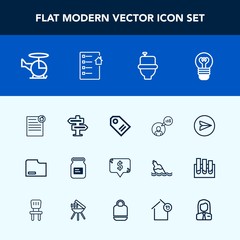 Modern, simple vector icon set with work, wc, dont, square, contract, bulb, bathroom, metal, aircraft, business, lightbulb, transportation, internet, container, file, web, toilet, communication icons