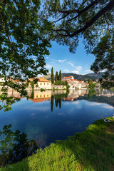 Obraz premium Beautiful view at old town of city Trebinje and Trebisnjica river in Bosnia and Herzegovina