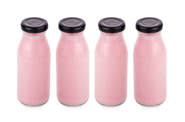flavor of milk in bottles isolated on white background