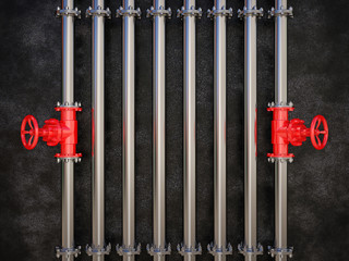 Industrial Pipe Valve on dark background
