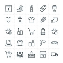 Modern Simple Set of clothes, shopping, beauty and cosmetics Vector outline Icons. Contains such Icons as  electric,  sport,  dryer, nail and more on white background. Fully Editable. Pixel Perfect.